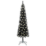 Kerstboom Met Led Smal 150 Cm Zwart
