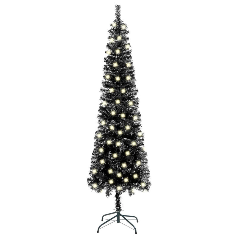 Kerstboom Met Led Smal 150 Cm Zwart