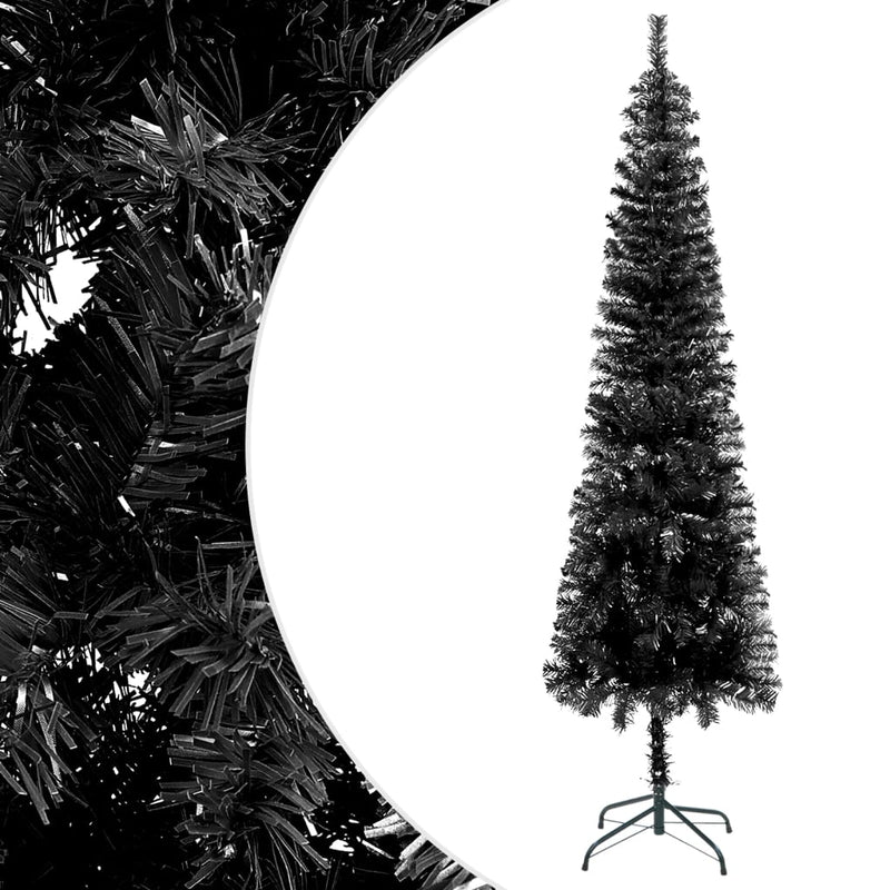 Kerstboom Met Led Smal 150 Cm Zwart