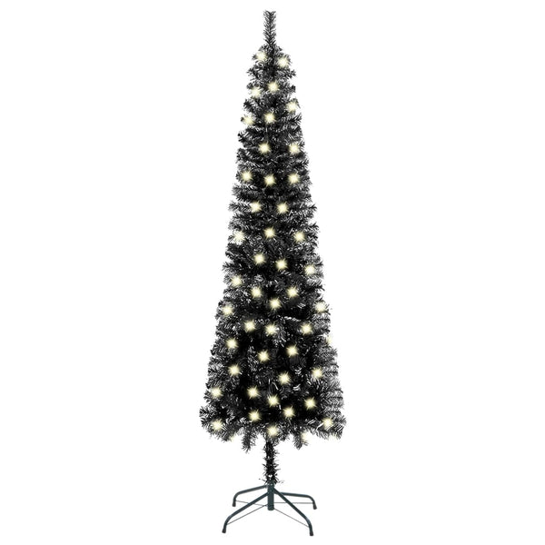 Kerstboom Met Led Smal 210 Cm Zwart