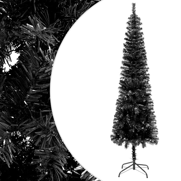 Kerstboom Met Led Smal 210 Cm Zwart