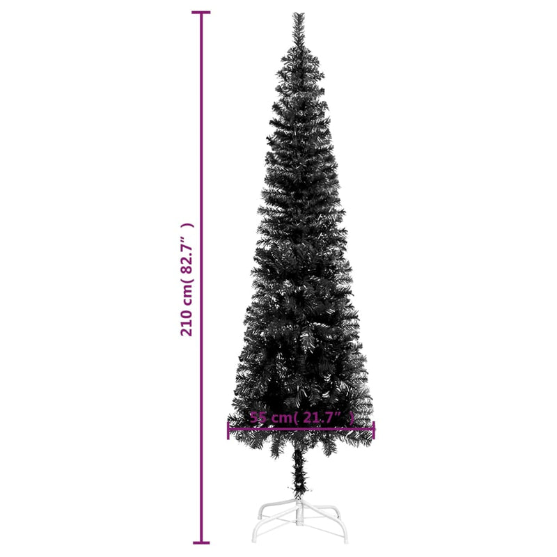 Kerstboom Met Led Smal 210 Cm Zwart