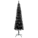 Kunstkerstboom Met Verlichting En Kerstballen Smal 180 Cm Zwart