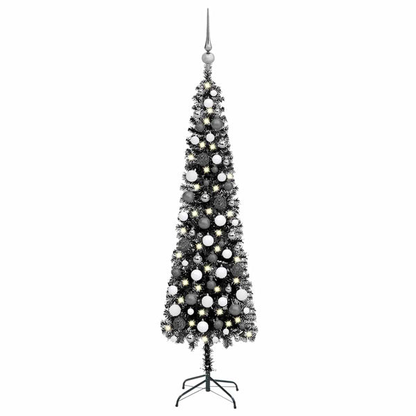 Kunstkerstboom Met Verlichting En Kerstballen Smal 210 Cm