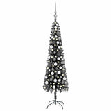 Kunstkerstboom Met Verlichting En Kerstballen Smal 240 Cm Zwart