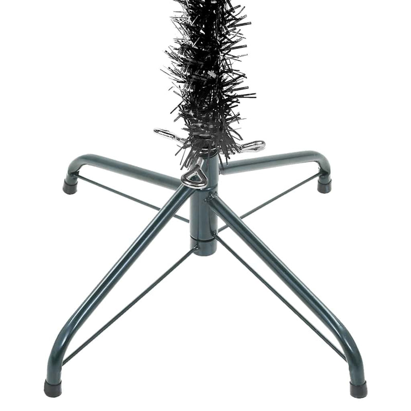 Kunstkerstboom Met Verlichting En Kerstballen Smal 240 Cm Zwart