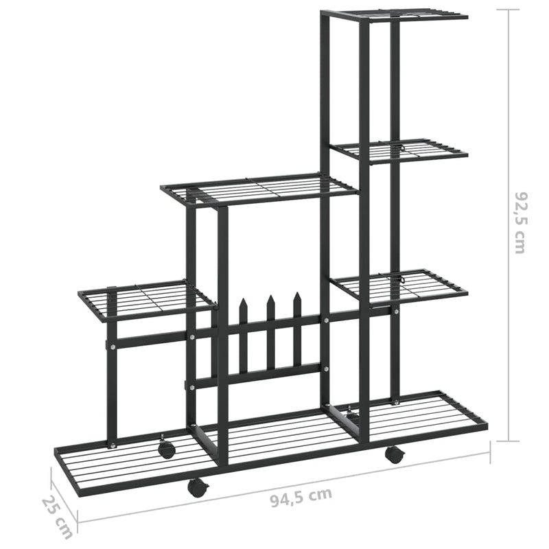 Bloemenstandaard Met Wielen 94,5X25X92,5 Cm Metaal