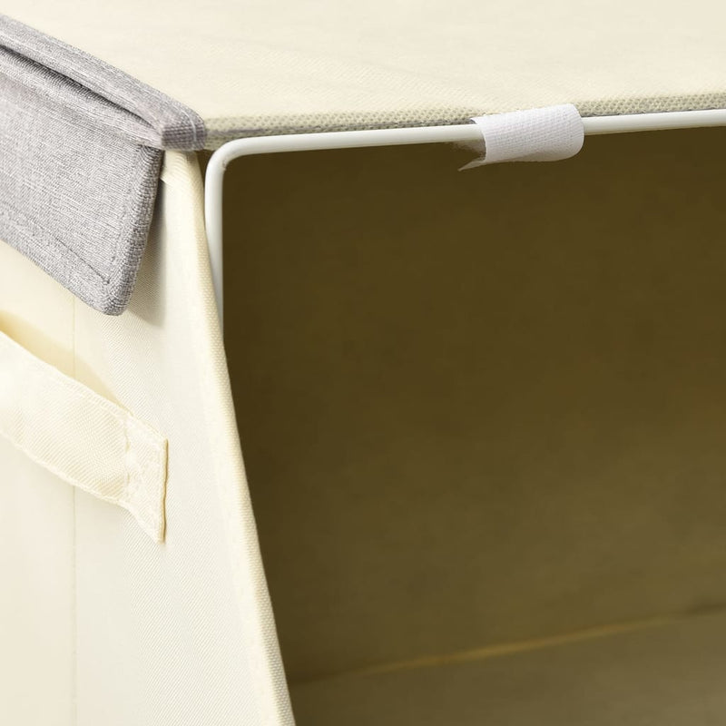 8-Delige Opbergboxenset Met Deksel Stapelbaar Stof Crème Grijs En Crèmekleurig