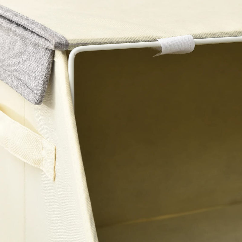 4-Delige Opbergboxenset Stapelbaar Stof Grijs En Crèmekleurig