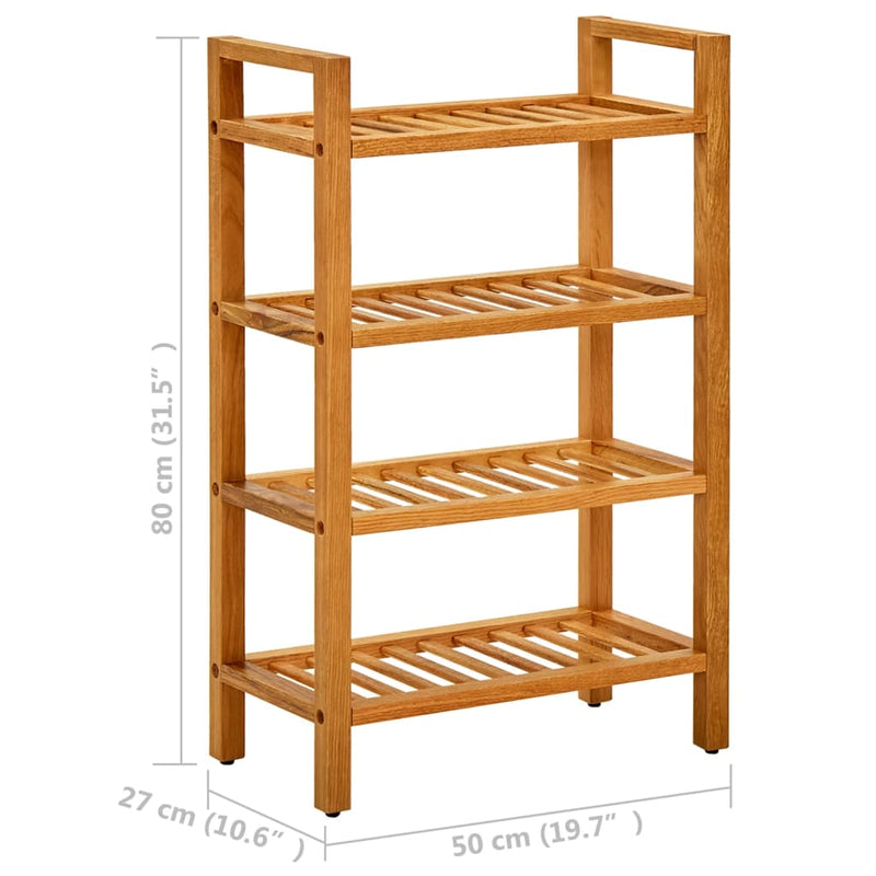 Schoenenrek Met 4 Schappen 50X27X Massief Eikenhout