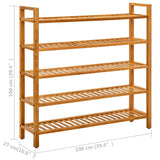 Schoenenrek Met 5 Schappen 100X27X Massief Eikenhout