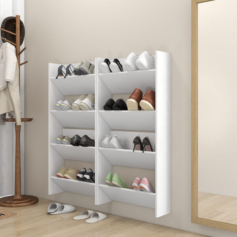 Wandschoenenkast 80X18X Bewerkt Hout Wit