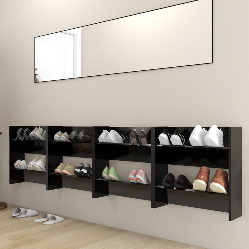 Wandschoenenkasten 60X18X Bewerkt Hout Zwart
