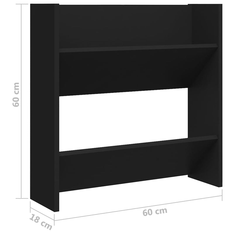 Wandschoenenkasten 60X18X Bewerkt Hout Zwart