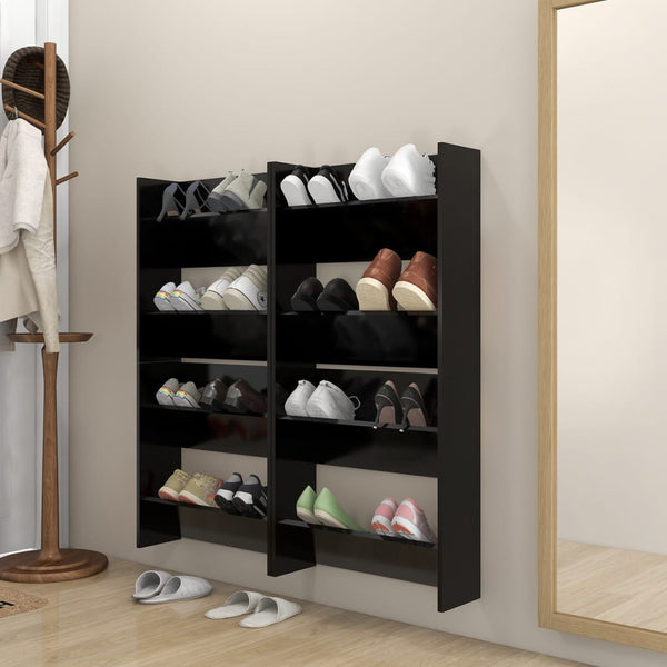 Wandschoenenkasten 60X18X Bewerkt Hout Zwart