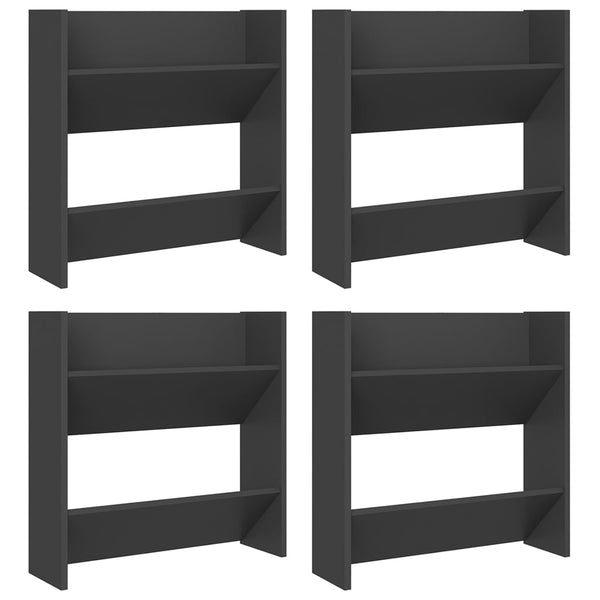 Wandschoenenkasten 60X18X Bewerkt Hout Grijs