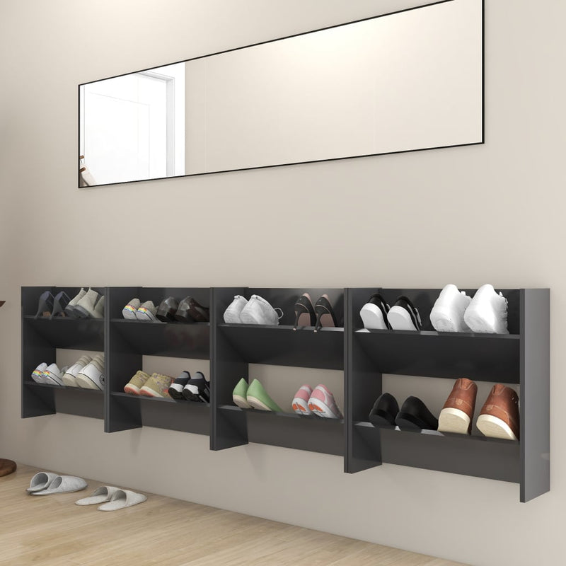 Wandschoenenkasten 60X18X Bewerkt Hout Grijs
