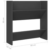 Wandschoenenkasten 60X18X Bewerkt Hout Grijs