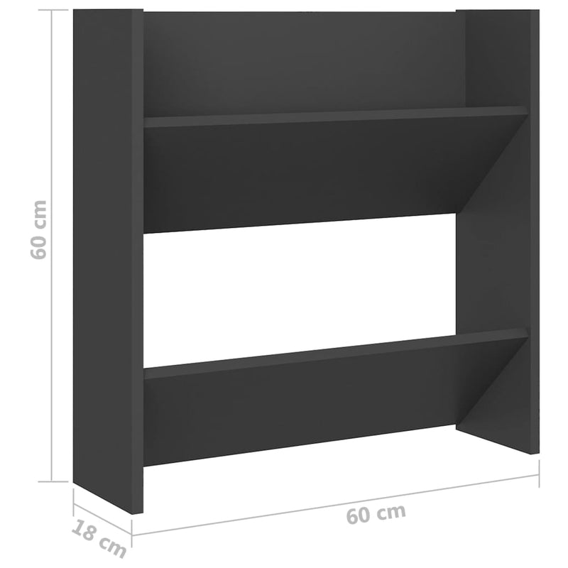 Wandschoenenkasten 60X18X Bewerkt Hout Grijs