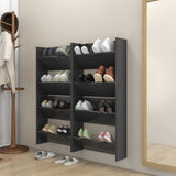 Wandschoenenkasten 60X18X Bewerkt Hout Grijs