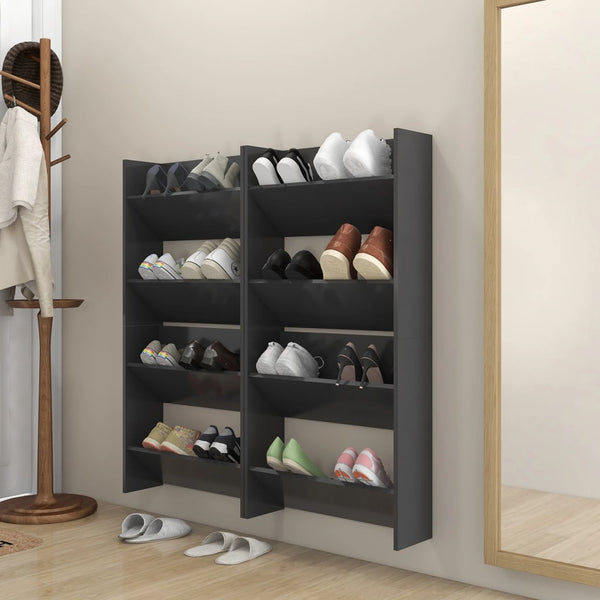 Wandschoenenkasten 60X18X Bewerkt Hout Grijs