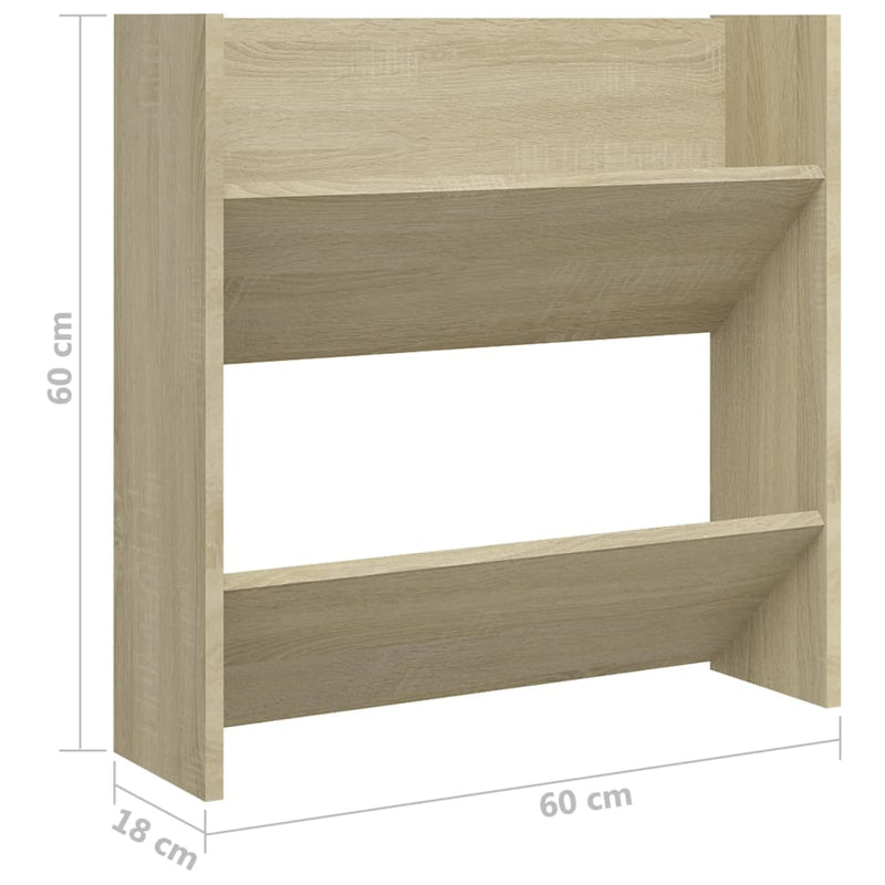 Wandschoenenkast 60X18X Spaanplaat Kleurig Sonoma Eiken