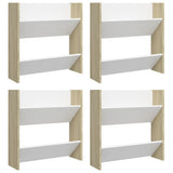 Wandschoenenkasten 60X18X Hout Wit En Sonoma Eiken