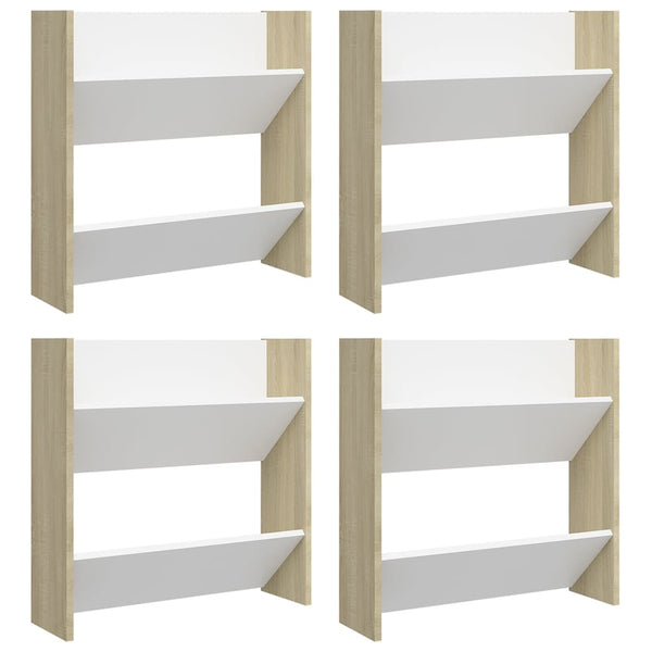 Wandschoenenkasten 60X18X Hout Wit En Sonoma Eiken