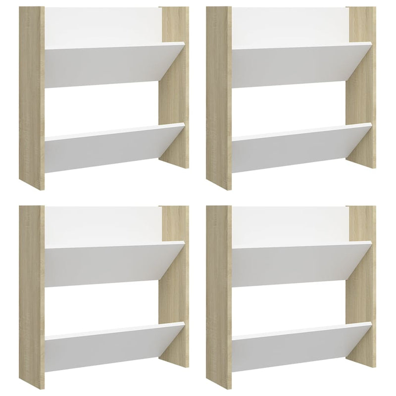Wandschoenenkasten 60X18X Hout Wit En Sonoma Eiken