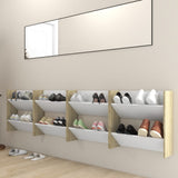 Wandschoenenkasten 60X18X Hout Wit En Sonoma Eiken