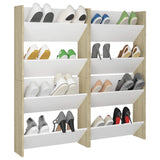 Wandschoenenkasten 60X18X Hout Wit En Sonoma Eiken