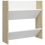 Wandschoenenkasten 60X18X Hout Wit En Sonoma Eiken