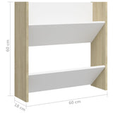 Wandschoenenkasten 60X18X Hout Wit En Sonoma Eiken