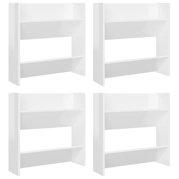 Wandschoenenkasten 60X18X Bewerkt Hout Hoogglans Wit