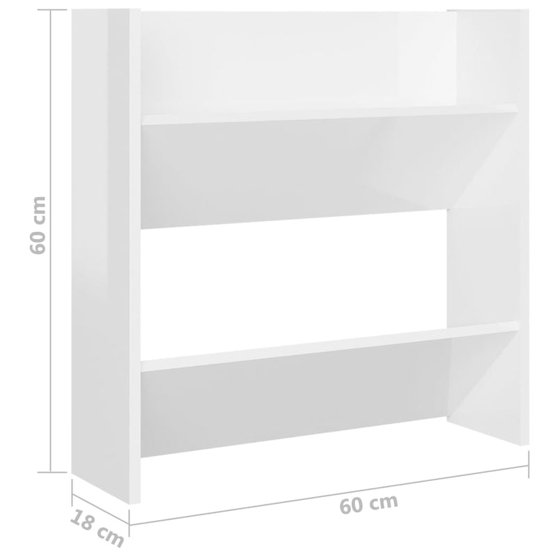Wandschoenenkasten 60X18X Bewerkt Hout Hoogglans Wit