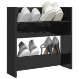 Wandschoenenkast 60X18X Bewerkt Hout Hoogglans Zwart