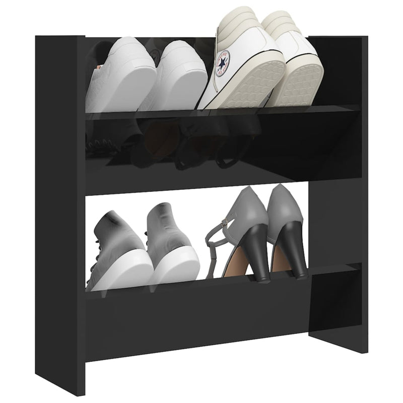 Wandschoenenkast 60X18X Bewerkt Hout Hoogglans Zwart