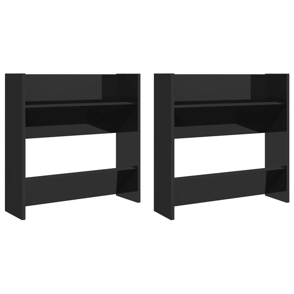 Wandschoenenkasten 60X18X Hout Hoogglans Zwart