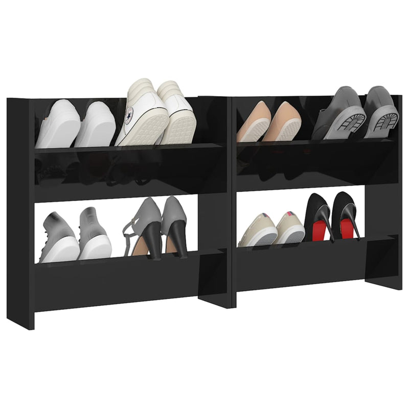 Wandschoenenkasten 60X18X Hout Hoogglans Zwart