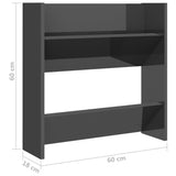 Wandschoenenkast 60X18X Bewerkt Hout Hoogglans Grijs