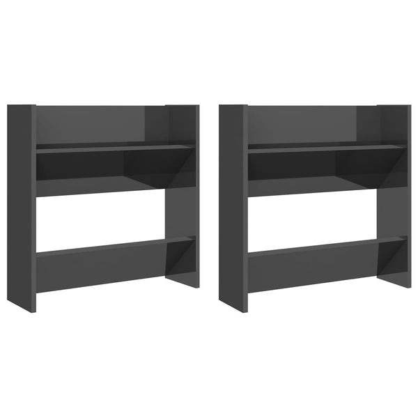 Wandschoenenkasten 60X18X Hout Hoogglans Grijs