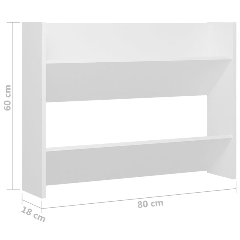 Wandschoenenkast 80X18X Bewerkt Hout Wit