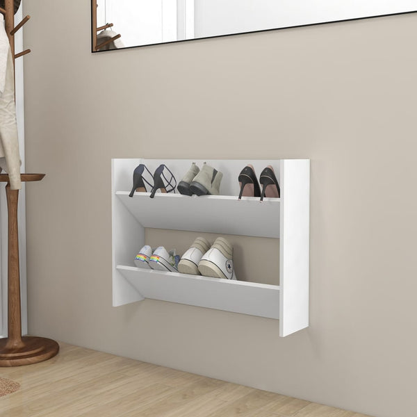 Wandschoenenkast 80X18X Bewerkt Hout Wit