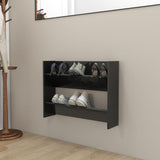 Wandschoenenkasten 60X18X Hout Hoogglans Zwart