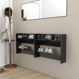 Wandschoenenkasten 60X18X Hout Hoogglans Zwart