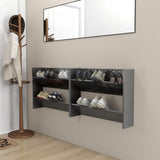 Wandschoenenkasten 60X18X Hout Hoogglans Grijs