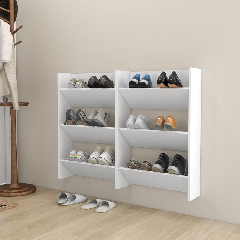 Wandschoenenkast 80X18X Bewerkt Hout Wit