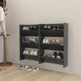 Wandschoenenkasten 60X18X Bewerkt Hout Grijs