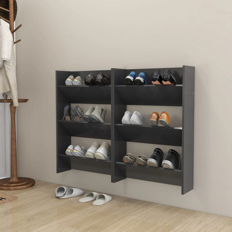 Wandschoenenkasten 60X18X Bewerkt Hout Grijs