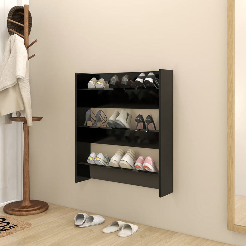 Wandschoenenkasten 60X18X Bewerkt Hout Zwart